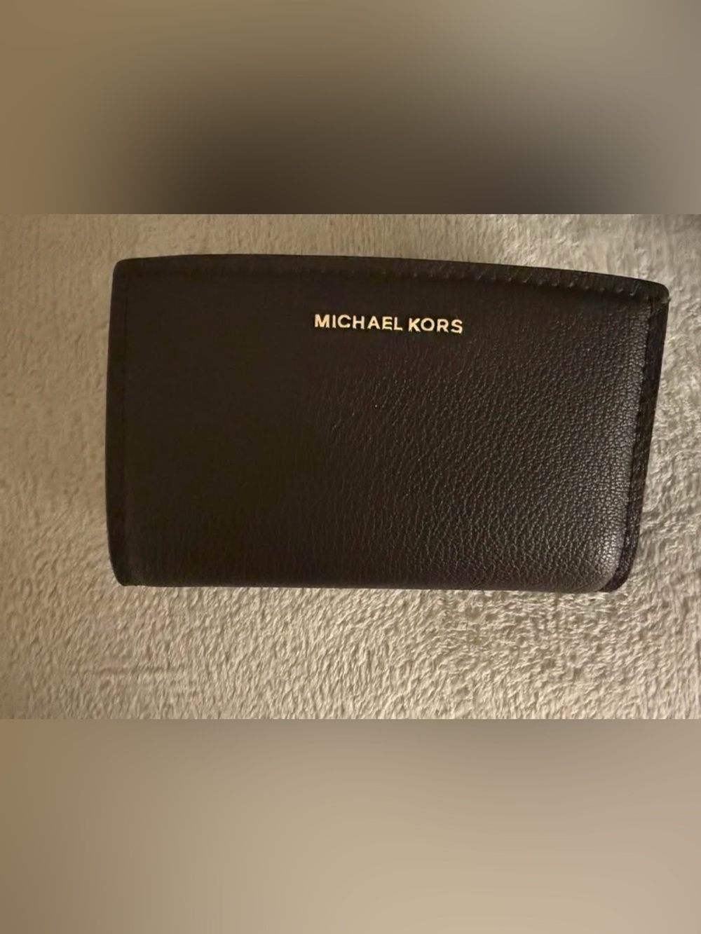 Michael Kors Black Leather Money Clip with Gold Logo